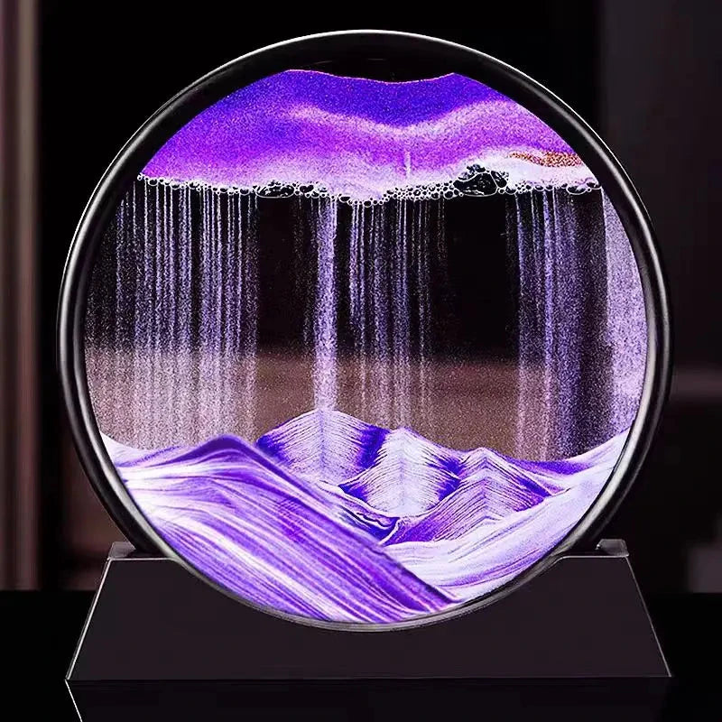 3D Moving Sand Art Picture Round Glass Deep Sea Sandscape Hourglass Quicksand Craft Flowing Sand Painting Office Home Decor Gift Econic Blanks