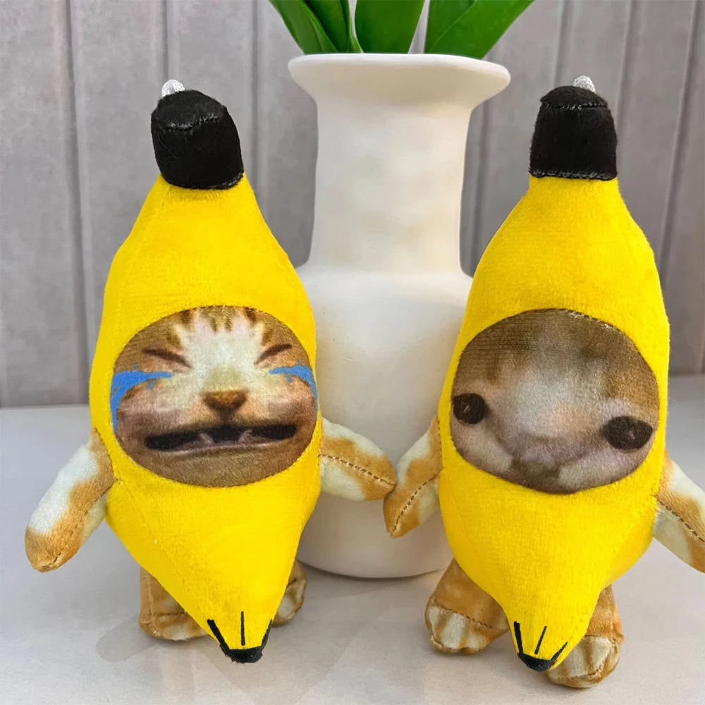 Banana Cat Doll Pendant Keychain Crying Happy Banana Cat Plush Pendant With Sound Toy Car Bag Funny Pendant Keyring Gifts Kids Quick Pick Grocers