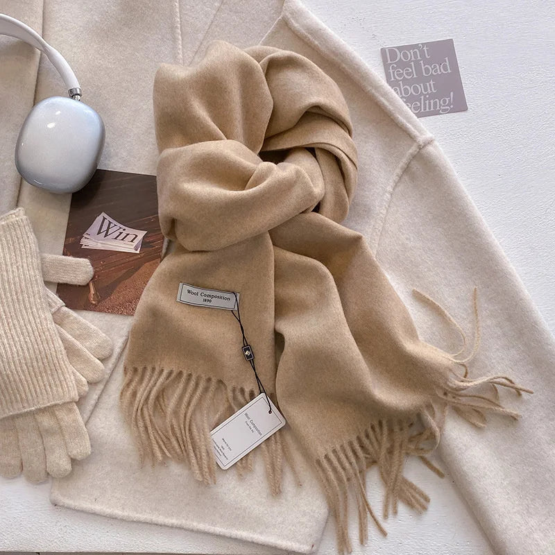 Luxury Winter Wool Scarf Women Cashmere Warm Pashmina Brand Foulard Female Shawls Wraps Thick Soft Bufanda Scarves Stole 2024 Quick Pick Grocers
