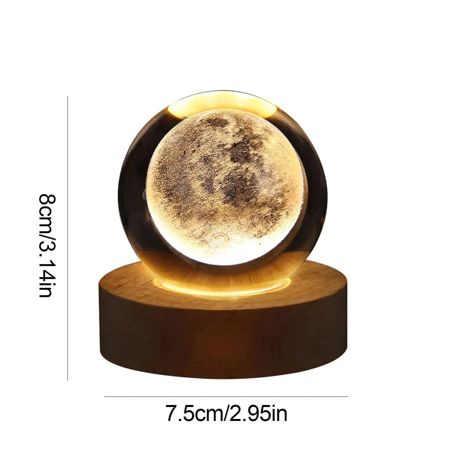 Kids LED Crystal Ball Lamp – 3D Moon & Galaxy Table Decor Toy Econic Blanks