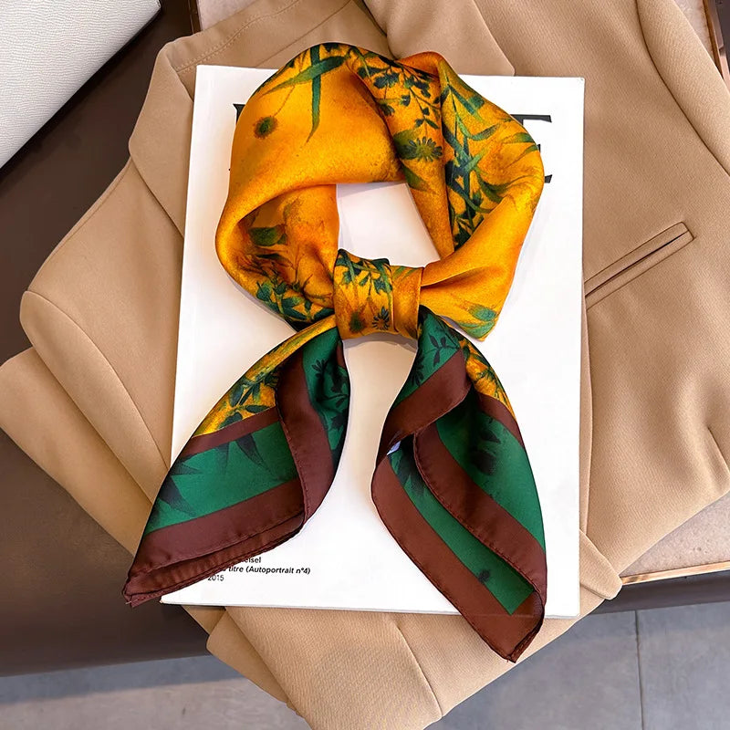 2025 New Fashion 70X70cmPrinted Women's Scarf Pashmina Silk Scarf Square Shawl Decorative Headband Neck Luxury Design Bandana Quick Pick Grocers