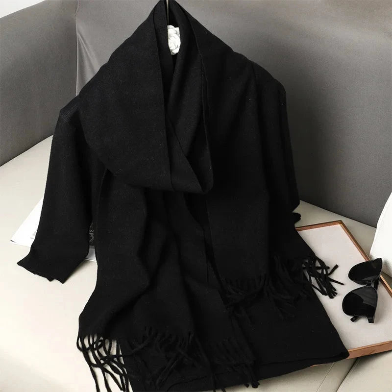 62Color Solid Women Winter Scarf Warm Thicken Cashmere Shawl Outdoor Fashion Luxury Tassels Pashmina Lady Wrap Windproof Scarves Econic Blanks