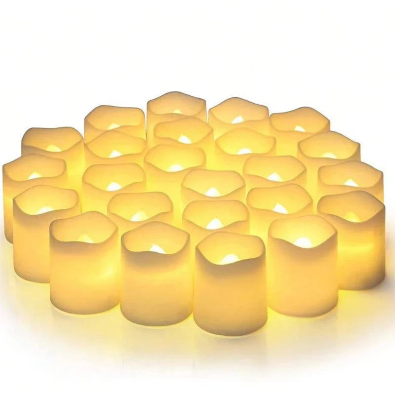 24PCS LED Candle Tea Lights Battery Operated Red Shells Romantic Decoration Flameless  Wedding Party Use Econic Blanks