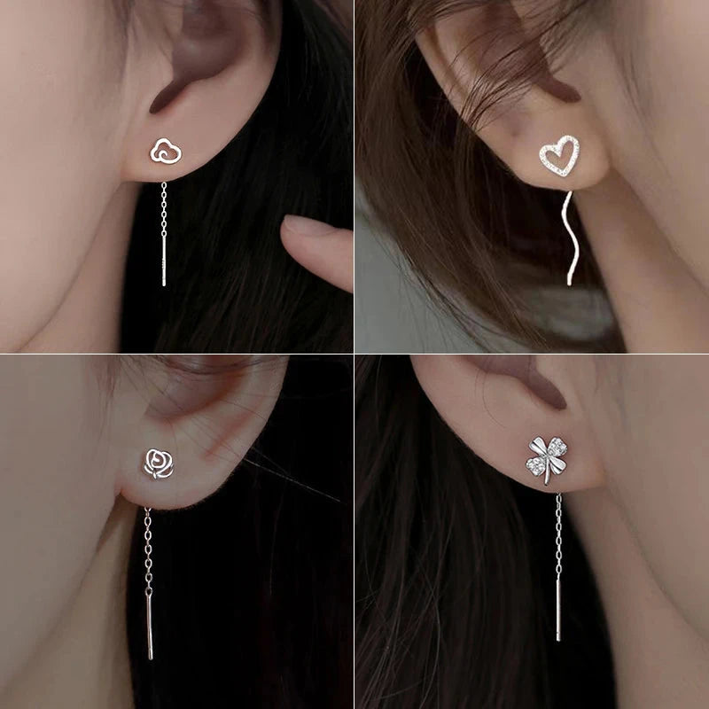 Long Tassel Heart Drop Earrings Gold Silver Color 2022 Korean Hanging Women Earrings Fashion Party Jewelry Girls Party Gift Econic Blanks