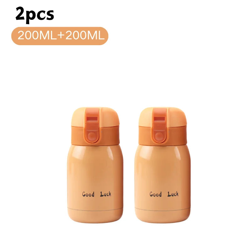 200/350ml Cute Mini Thermos Cup Stainless Steel Thermal Coffee Mug Portable Vacuum Flask Insulated Water Bottle with Button Lid Quick Pick Grocers