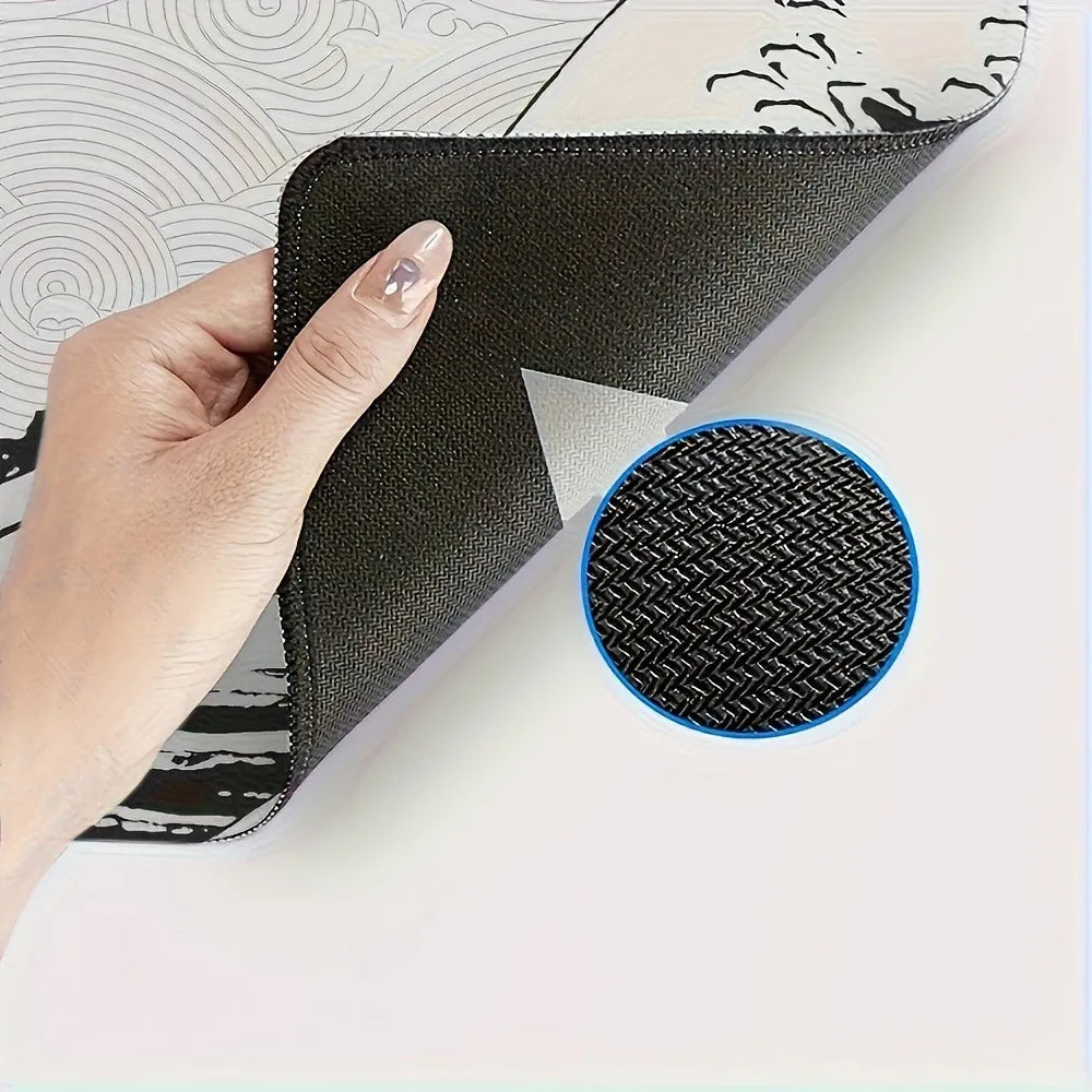 Black White Wave Art XXL Desk Mat | Soft Aesthetic Rubber Base Gaming Mouse Pad for PC Laptop Office Setup Quick Pick Grocers