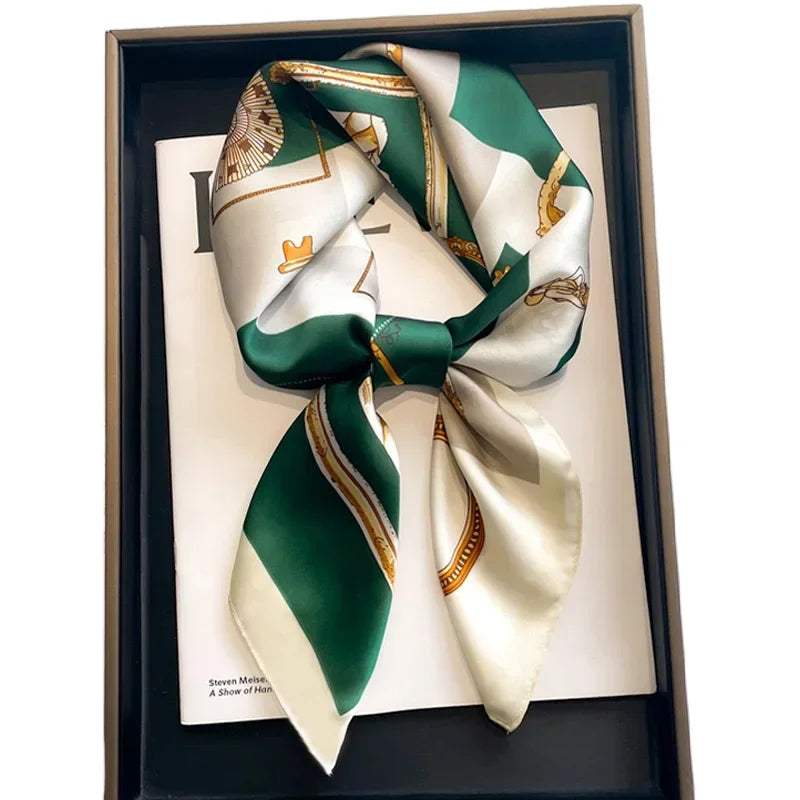 Neckerchief Female Luxury Square Scarf for Women Silk Feeling Shawl Satin Hijab Fashion Wraps Hair Bands Ribbon Headband Bandann Quick Pick Grocers