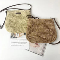 Ladies Fashion Summer Straw Crossbody Bag Women Beach Holiday Shopping Woven Shoulder Handbag Messenger Purses For Women Bags Quick Pick Grocers