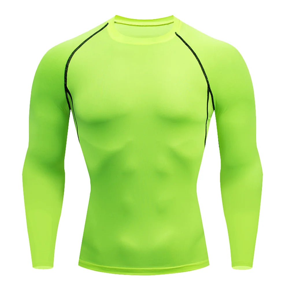 Men Bodybuilding Sports T-Shirt Quick Dry Running Shirt Long Sleeve Compression Top Gym T Shirt Men Fitness Tight Rashgad Quick Pick Grocers