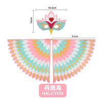 Bird Cosplay Costume Stage Performance Owl Peacock Wings Bird Felt Cape with Mask for Girls Boys Halloween Party Cloak Quick Pick Grocers
