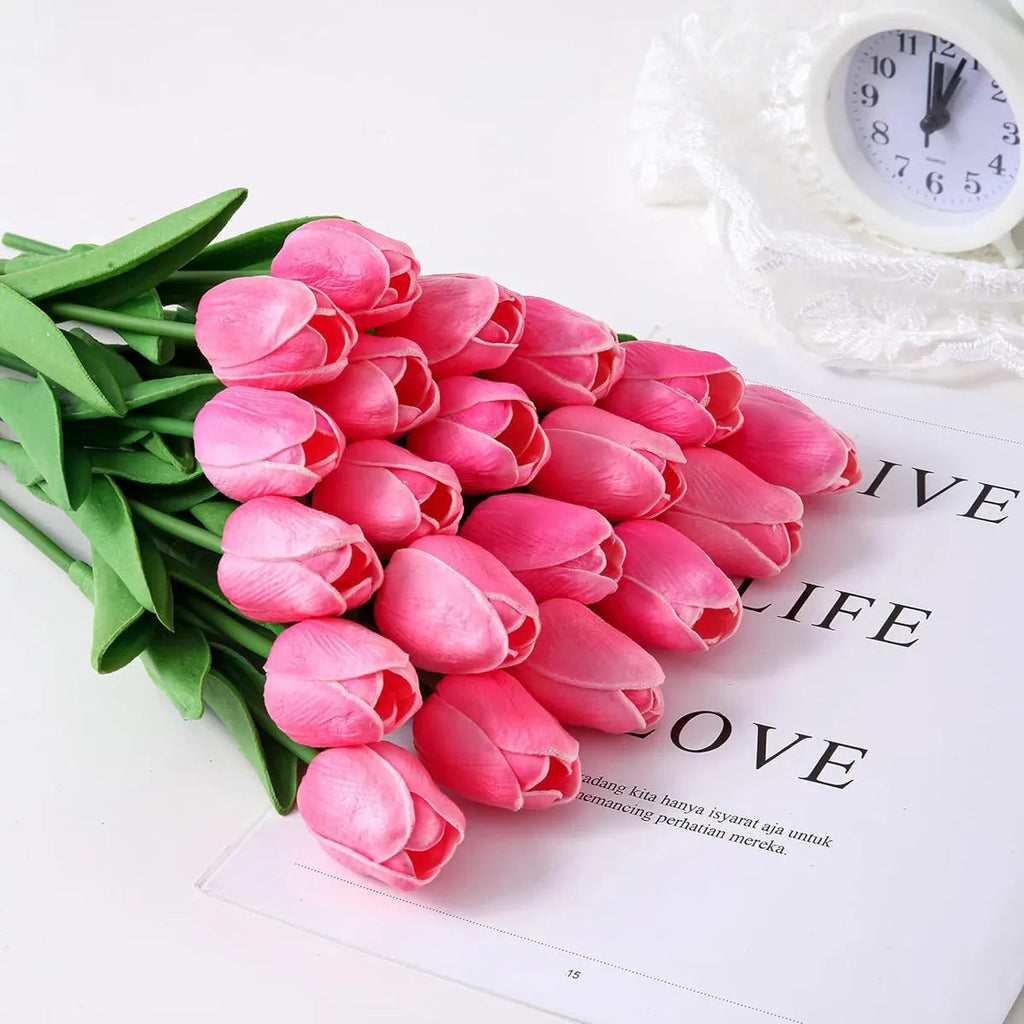 10Pcs Artificial Flower Realistic Touch Tulip Scrapbooking Vase Home Decor Wedding Garden Arch Garland  Mother's Day Bouquet diy Quick Pick Grocers
