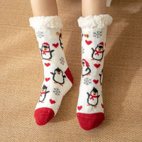 Christmas Gift Slipper Socks Women Thermal Winter Warm Plush Non slip Grip Sleeping Floor Short Sock Fuzzy Fluffy Female Cartoon Quick Pick Grocers