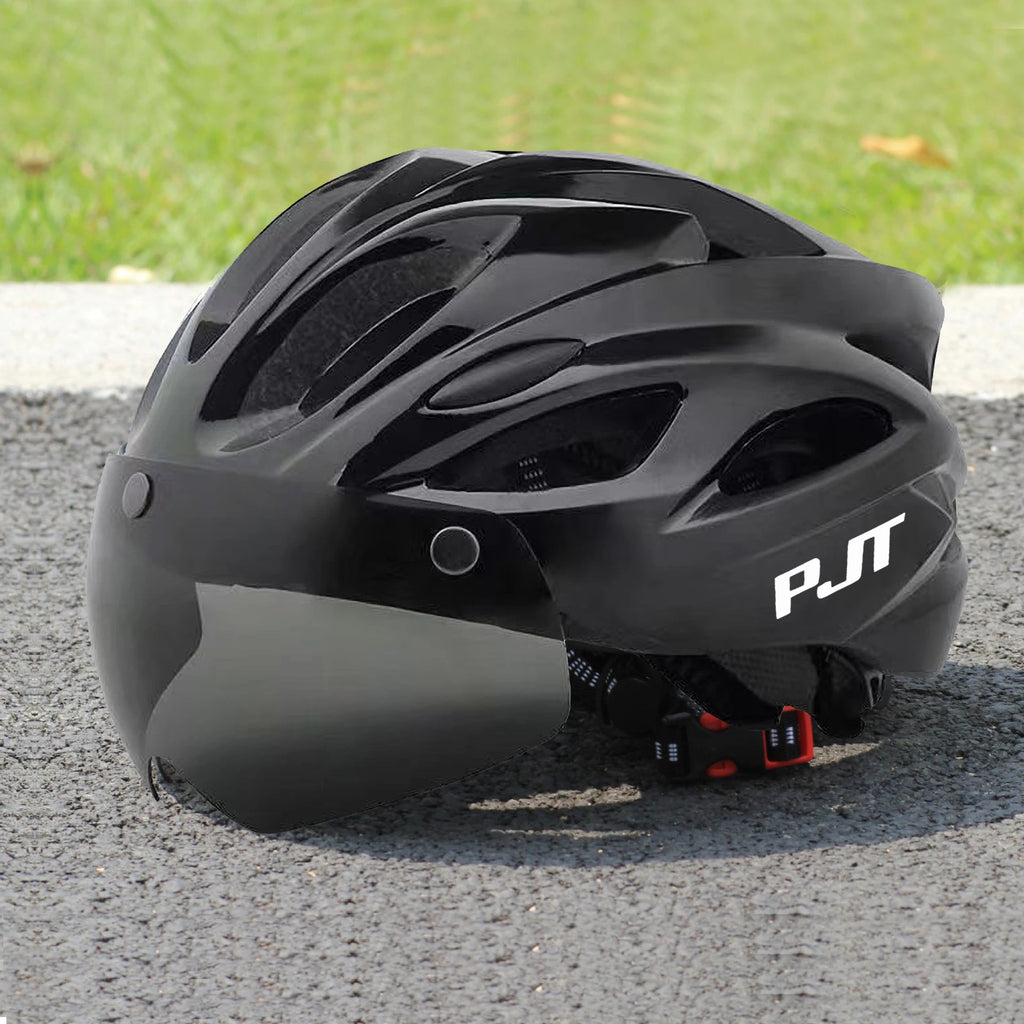 PJT Ultra-Light Magnetic Goggles Bicycle Helmet Lightweight PC Shell & EPS Foam Construction Cycling Helmet MTB Bike Helmet Quick Pick Grocers