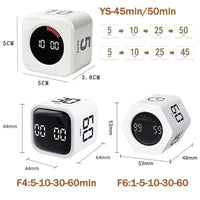 Productivity Timer Cube Timer Gravity Sensor LED Display 4Preset Productivity Time Kid Time Management Kitchen Tools Accessories Quick Pick Grocers