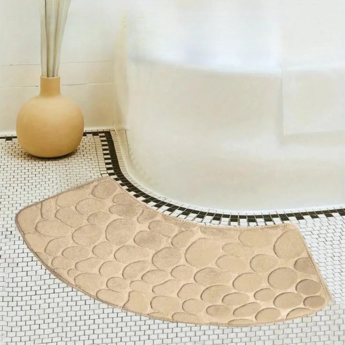 Curved bathroom mat thickened shower room absorbent door mat toilet bathroom non-slip mat dirt-resistant entrance mat Quick Pick Grocers