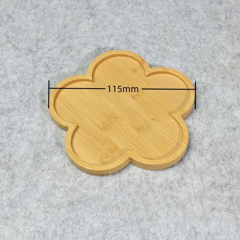 Multi Bamboo Tray Wood Saucer Flower Pot Tray Cup Pad Coaster Plate Kitchen Decorative Plate Creative Coaster Coffee Cup Mat Quick Pick Grocers