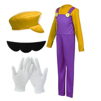 Mens Halloween Plumber Costume with Fake Beard Hat Gloves Adult Cosplay Jumpsuit Party Outfit Red, Yellow, Purple Plumber Quick Pick Grocers