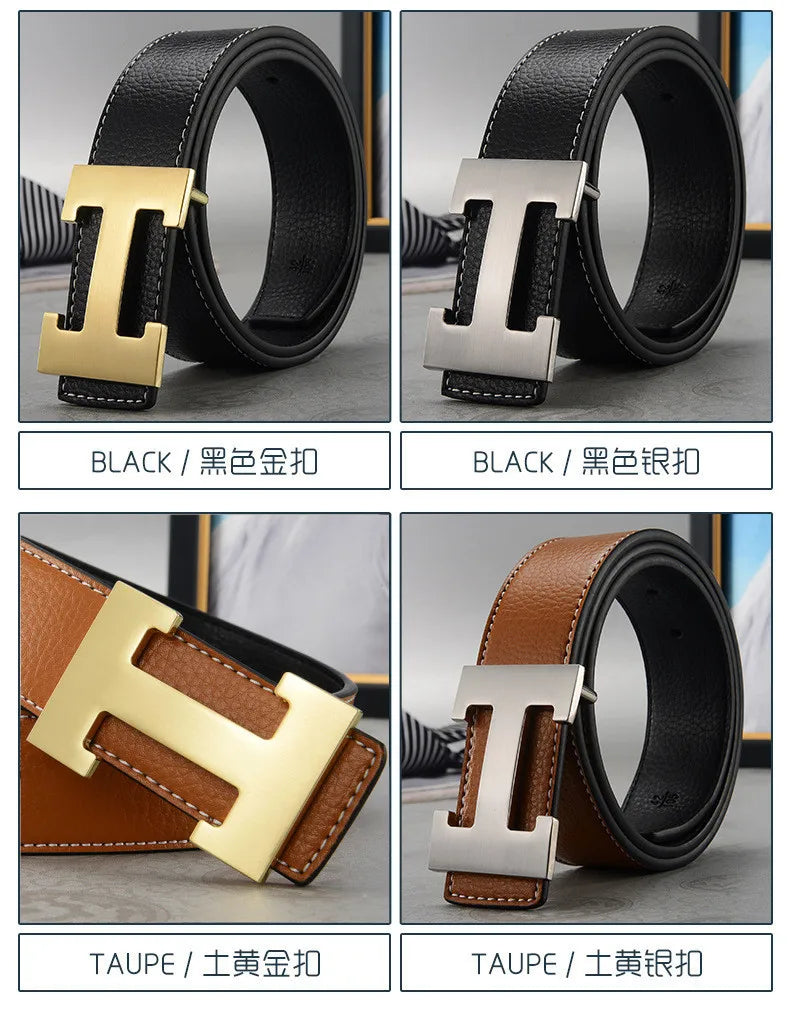 Width 3.8cm Famous Brand Belt Men Top Quality Genuine Luxury Leather Belts for Men Strap Metal Belt Fashion Women's Belt jeans Quick Pick Grocers