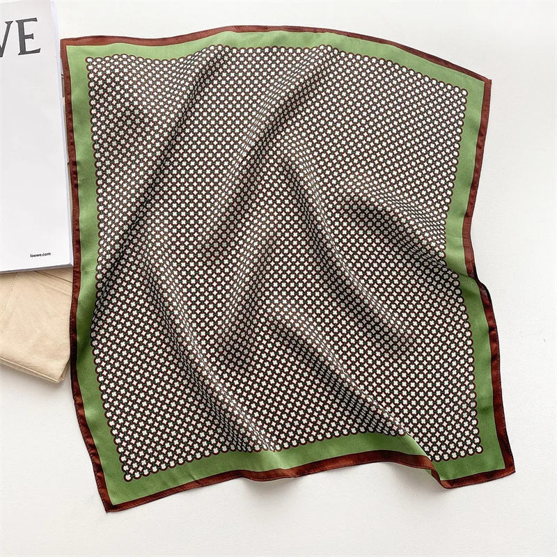 2025 Fashion 100% Real Silk Scarf 53cm Square Bandelet Women's Silk Temperament Small Scarf Neck Decorative Wrap Printed Scarves Quick Pick Grocers