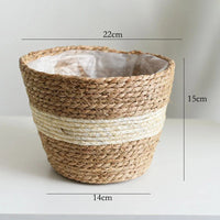 Straw Weaving Flower Plant Pot Basket Grass Planter Basket Indoor Outdoor Flower Pot Cover Plant Containers for Plantable Plants Quick Pick Grocers