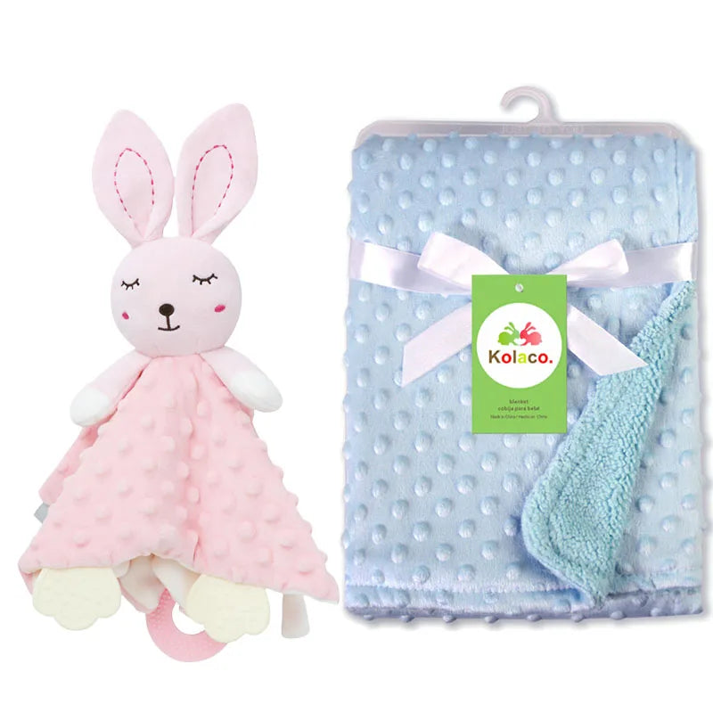 Personalized Newborn Baby Blanket with Name Custom Stroller Sleeping Dolls Animal Security Towel Gift Set for Baby Shower Gifts Purest Peak