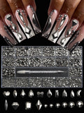 21 grid nail art diamond flat bottom glass diamond multi-style special-shaped diamond shiny nail rhinestone DIY nail art jewelry Econic Blanks