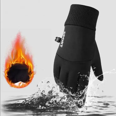 Black Winter Warm Full Fingers Waterproof Cycling Outdoor Sports Running Motorcycle Ski Touch Screen Fleece Gloves Snow Gloves Quick Pick Grocers