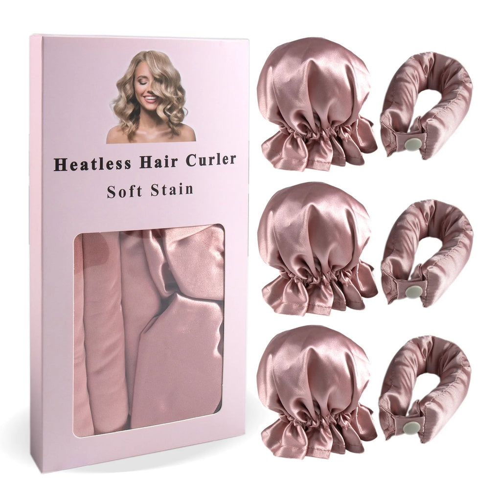 3pc Satin Heatless Curling Rod with Hair Caps, Soft Overnight Curling Rod Headband for Long Hair, DIY Hairstyling Tools Quick Pick Grocers