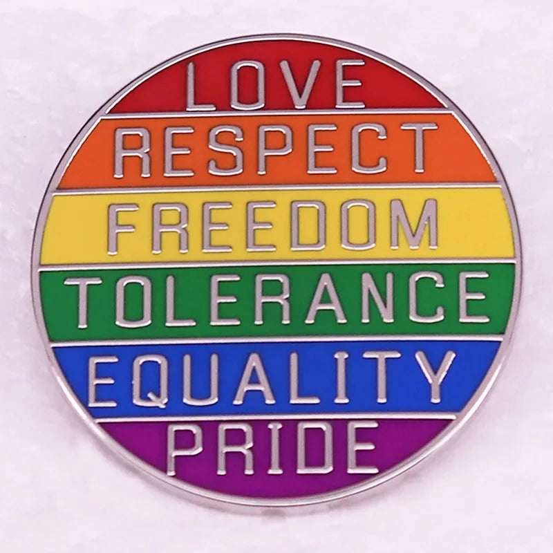 Rainbow LGBT Encourage Letters Metal Enamel Badge Gay Lesbian Asexual Transgender Adaptive Lapel Pin Jewelry Gifts Accessories Quick Pick Grocers