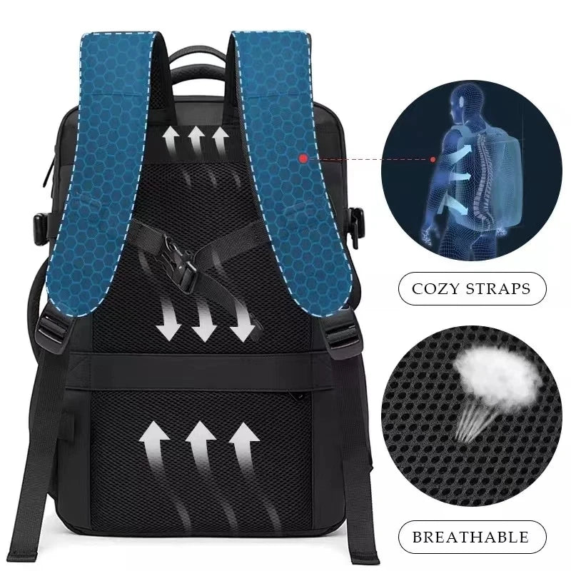 BANGE Aesthetic Men Business Backpack School Expandable USB Bag, Large Capacity 17.3 Laptop Waterproof Fashion Travel Backpack Econic Blanks
