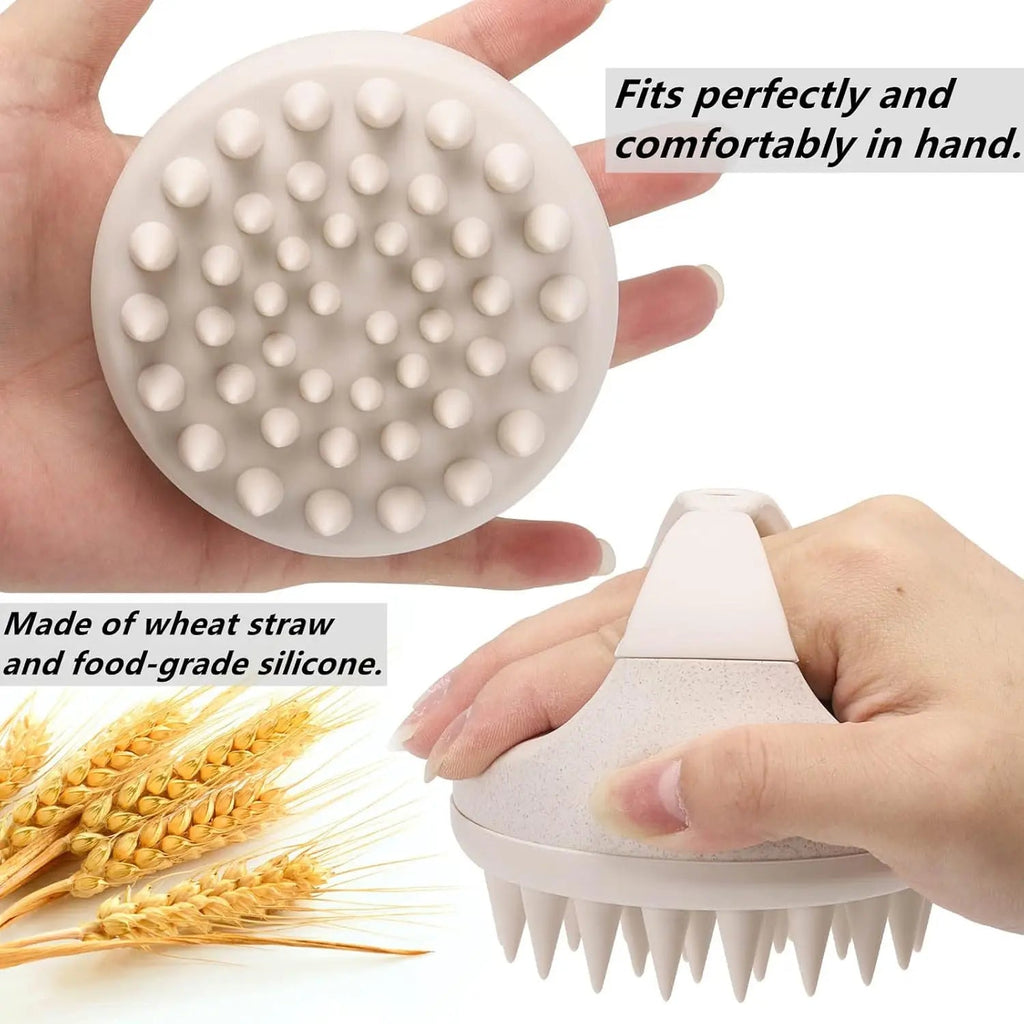 Hair Scalp Massager Shampoo Brush Hair Scrubber Washing Brush Silicone Scalp Exfoliator for Dandruff Removal- Beige Quick Pick Grocers