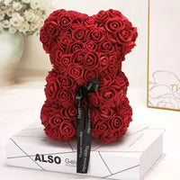 25cm Artificial Teddy Rose Flower Bear with Box Romantic Valentines Day Gift Girlfriend Women Anniversary Wedding Party Supplies Quick Pick Grocers