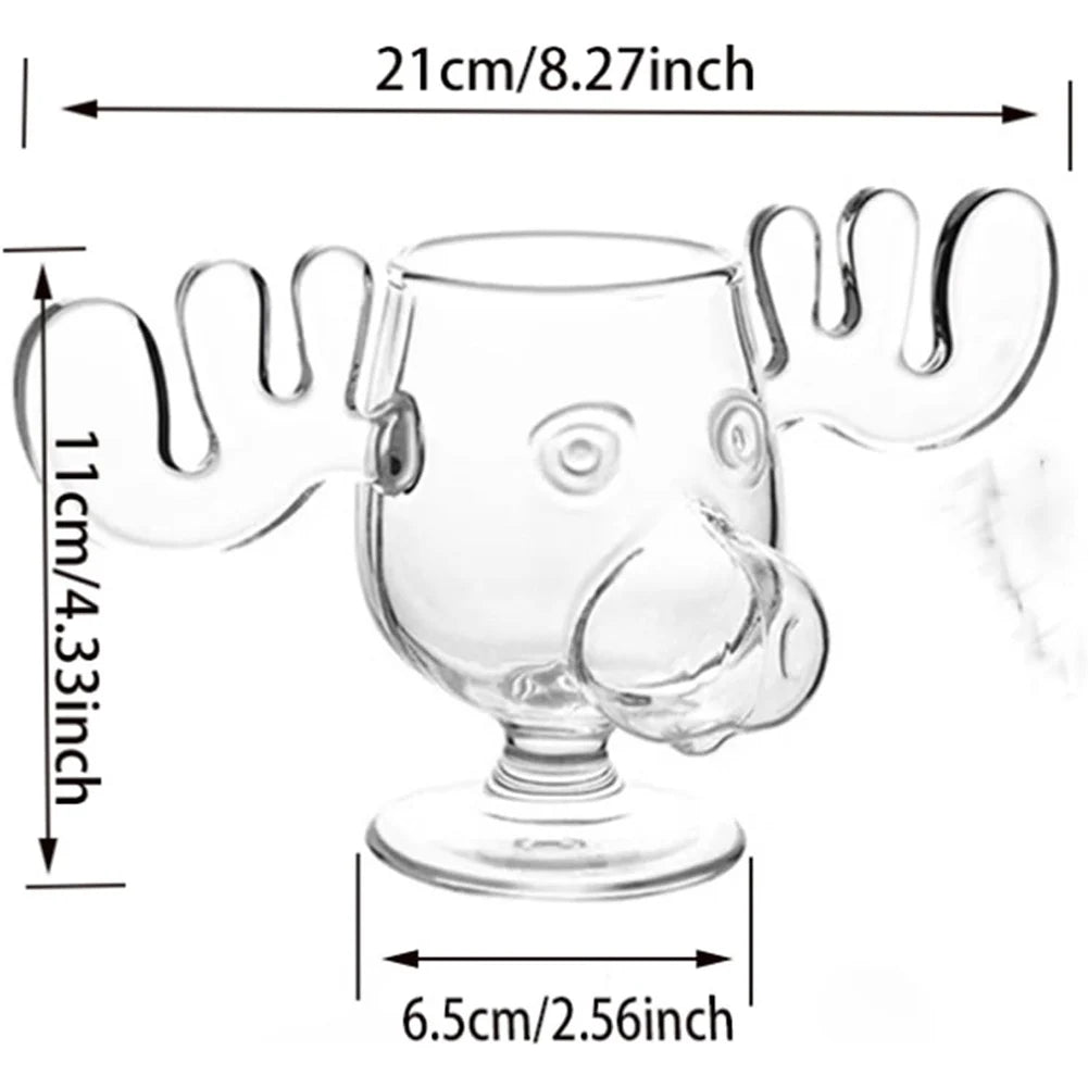 1/2/3PCS Christmas Elk Glass Cup 240ML Juice Milk Moose Mug Christmas Reindeer Head Beer Water Cup Holiday Party Drinkware Gifts Quick Pick Grocers