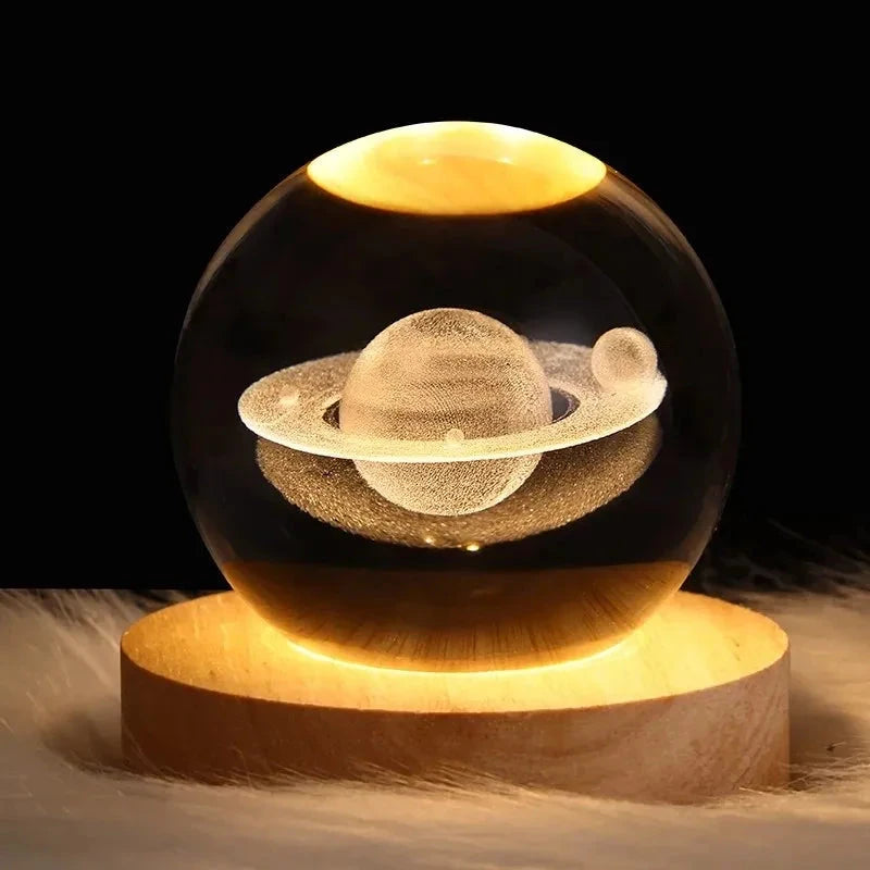 Kids LED Crystal Ball Lamp – 3D Moon & Galaxy Table Decor Toy Econic Blanks