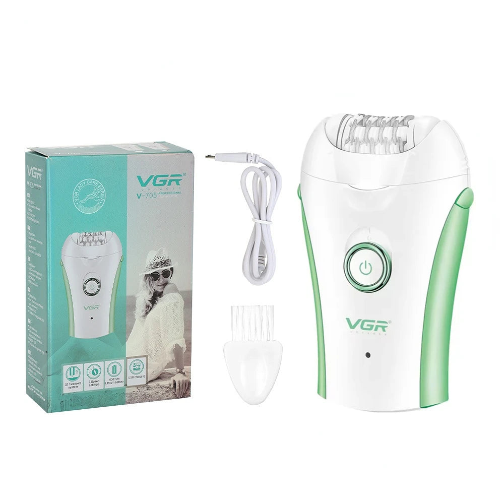 VGR Hair Remover Professional Epilator Electric Leg Body Rechargeable Underarms Portable Two Speeds Epilator for Women V-705 Quick Pick Grocers