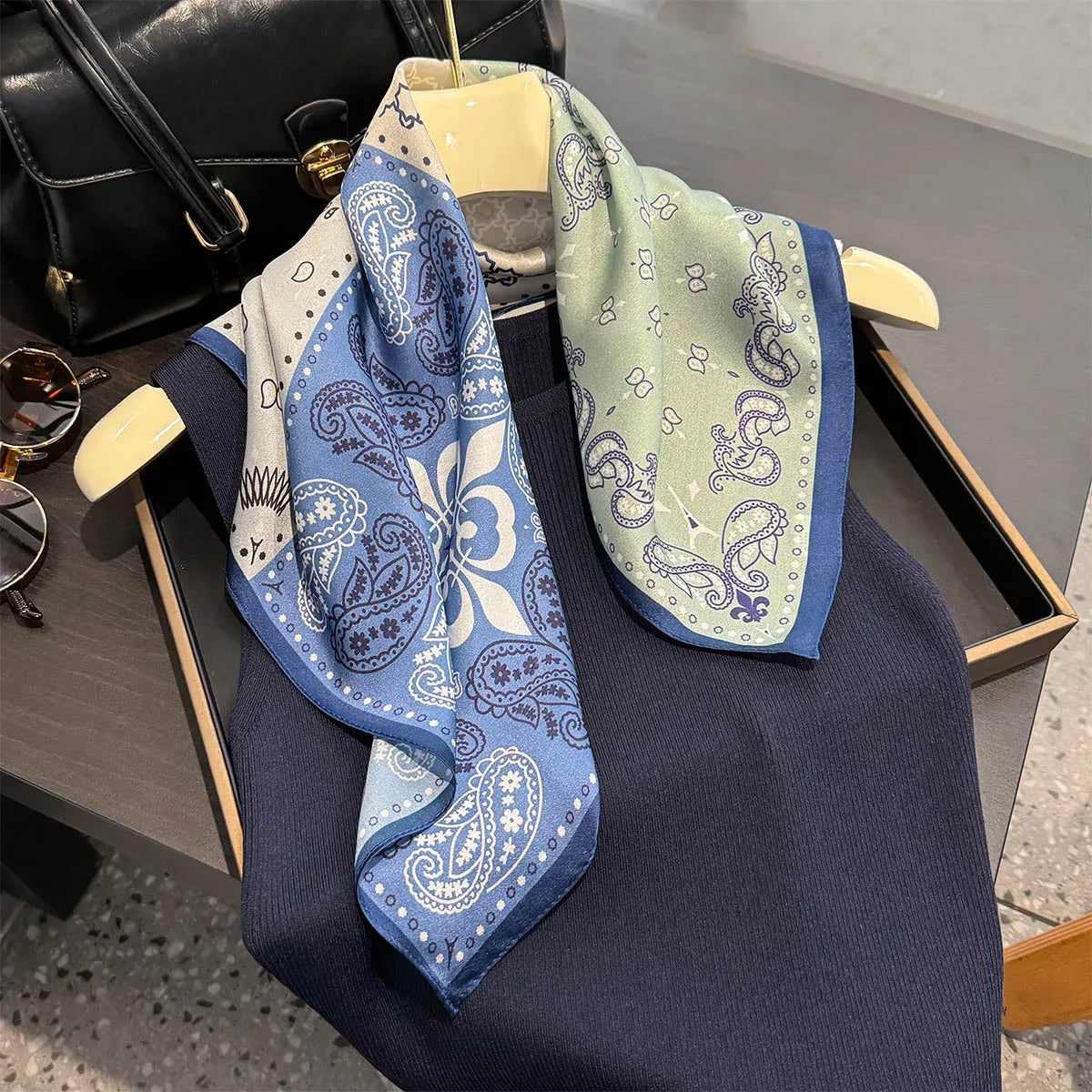 2025 Fashion 100% Real Silk Scarf 53cm Square Bandelet Women's Silk Temperament Small Scarf Neck Decorative Wrap Printed Scarves Quick Pick Grocers
