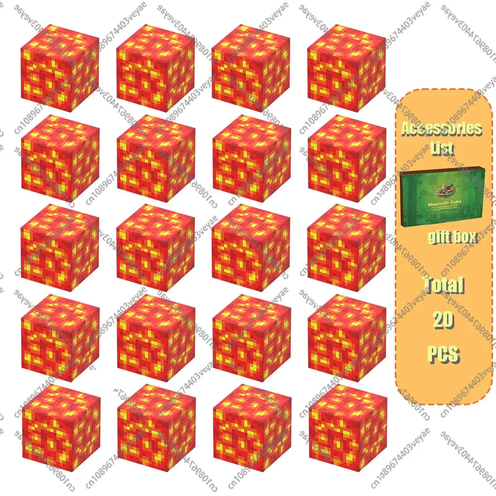 Magnetic Building Blocks Mine World Magnet Cube Set for Boy Girl Kid Age 3+ DIY Model Children Stem STEM Sensory Toy Gift Econic Blanks