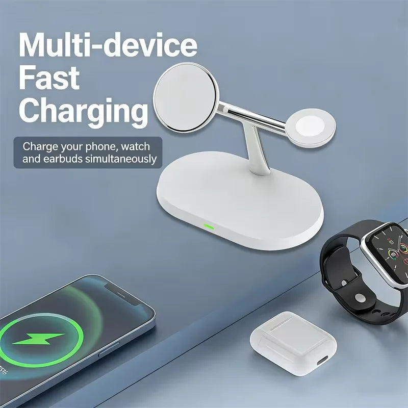 3 in 1 Magnetic Wireless Charger Stand for Magsafe iPhone 16/15/14/13/12 Apple Watch 8/7 & Airpods Pro Fast Charging Station Quick Pick Grocers