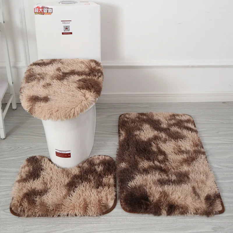 Toilet Seat Cover 3Pcs Set Bath Mat Shower Room Floor Rug Home Bathroom Anti-Slip Absorbent Doormat Bathtub Decor Carpet Quick Pick Grocers