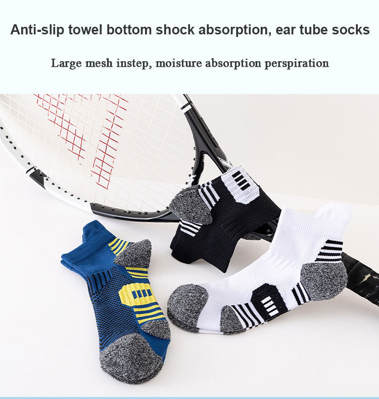 6/5/3 Pairs Men's Athletic Socks Sports Breathable Outdoor Running Compression Socks Cotton Training Long Black Stretch Socks Quick Pick Grocers
