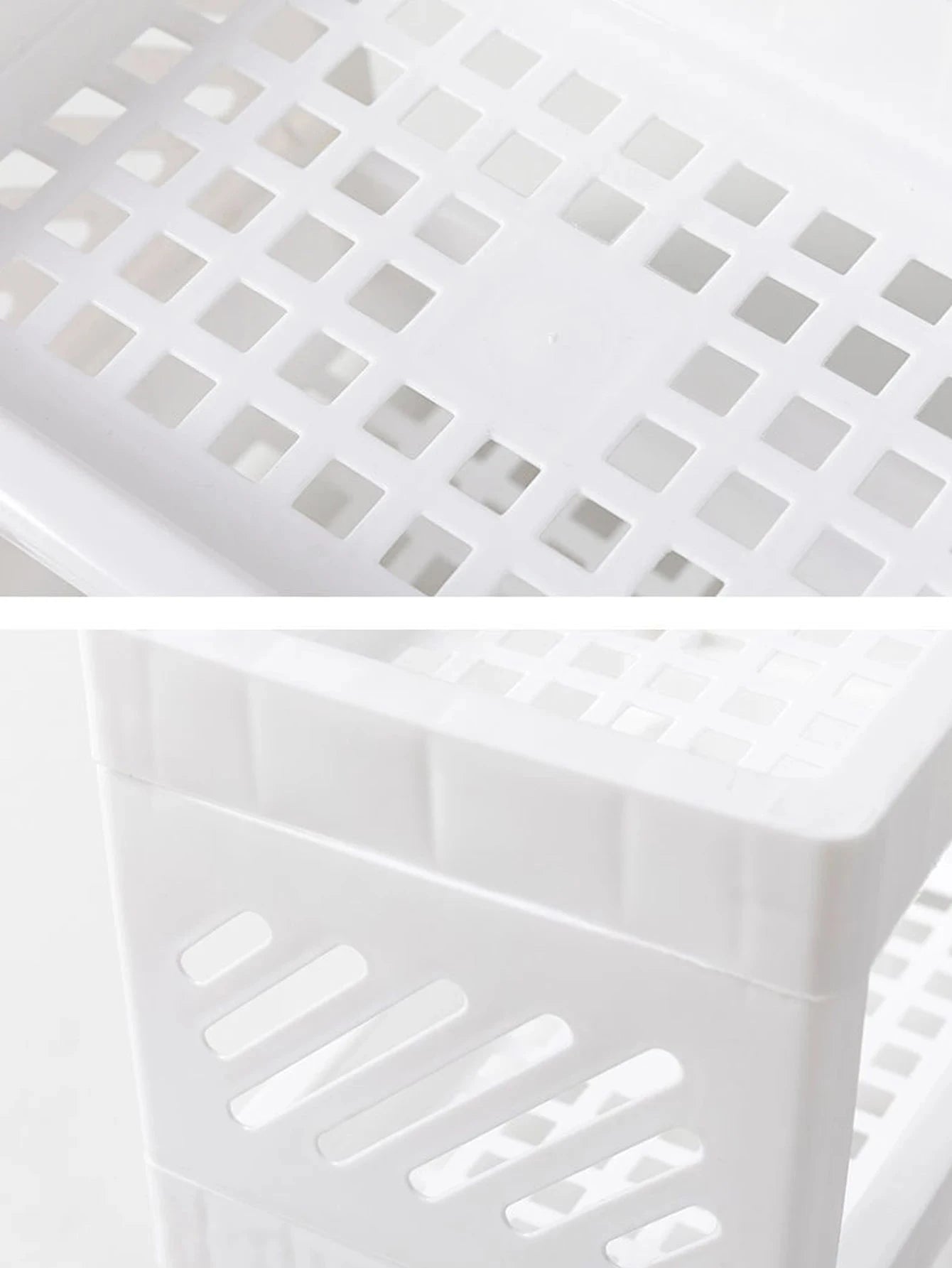 1PC PP Desktop Double Layer Storage Rack Rectangular White Organizing Student Desk Office Cosmetics Stationery Econic Blanks