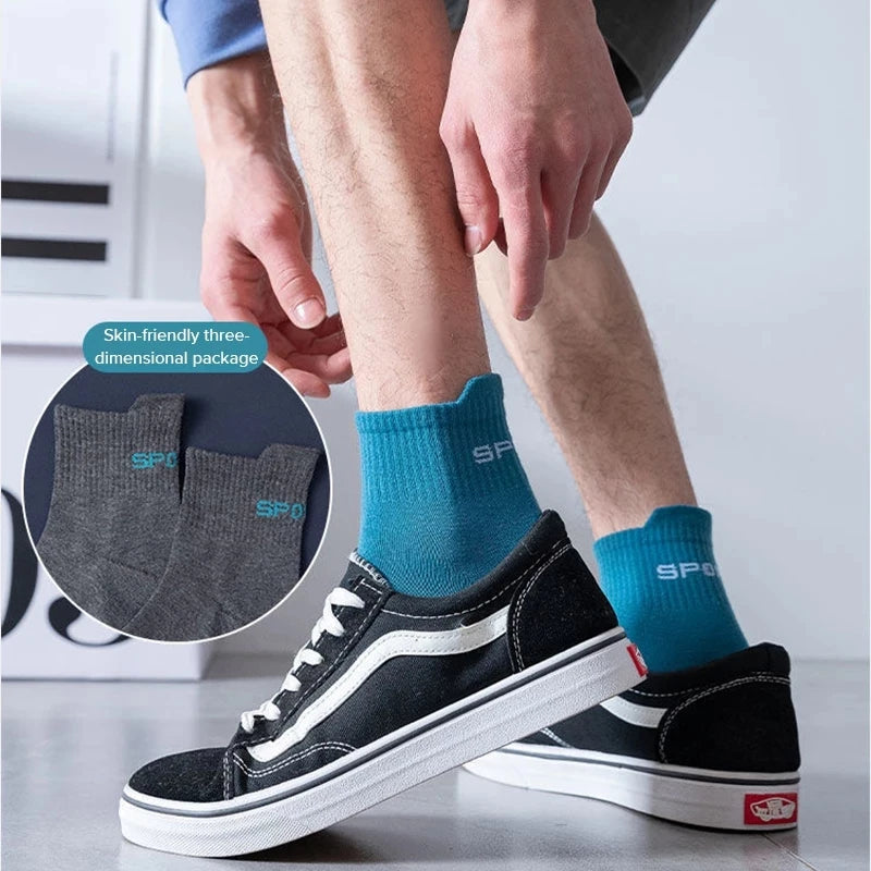 10/20Pairs High Quality Men's Socks Casual Breathable Cotton Man Run Sports Socks Spring Autumn Male Sox Gifts Plus Size 38-45 Quick Pick Grocers