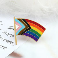 Rainbow Flag LGBT Pride Enamel Pin Inclusive Progress Non-binary Trans Les Bisexual Asexual Brooch Bag Denim Lapel Badge Jewelry Quick Pick Grocers