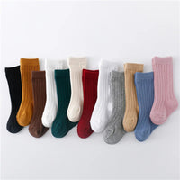Lawadka 0-5Years Kids Boys Girls Socks Cotton Solid Striped Soft Baby Knee Long Children's Socks School Sport Baby Sock 12 Color Quick Pick Grocers