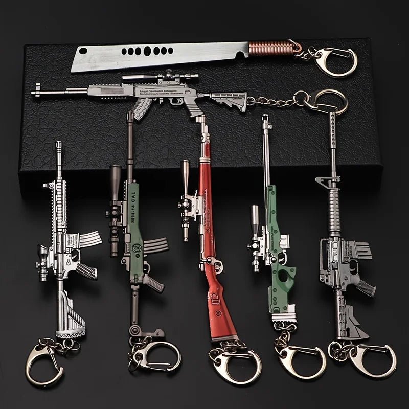1pc Toy Gun Keychain, Alloy Toy Gun Model Pendant Car Key Chain Car Key Ring Gift For Men Boys Quick Pick Grocers