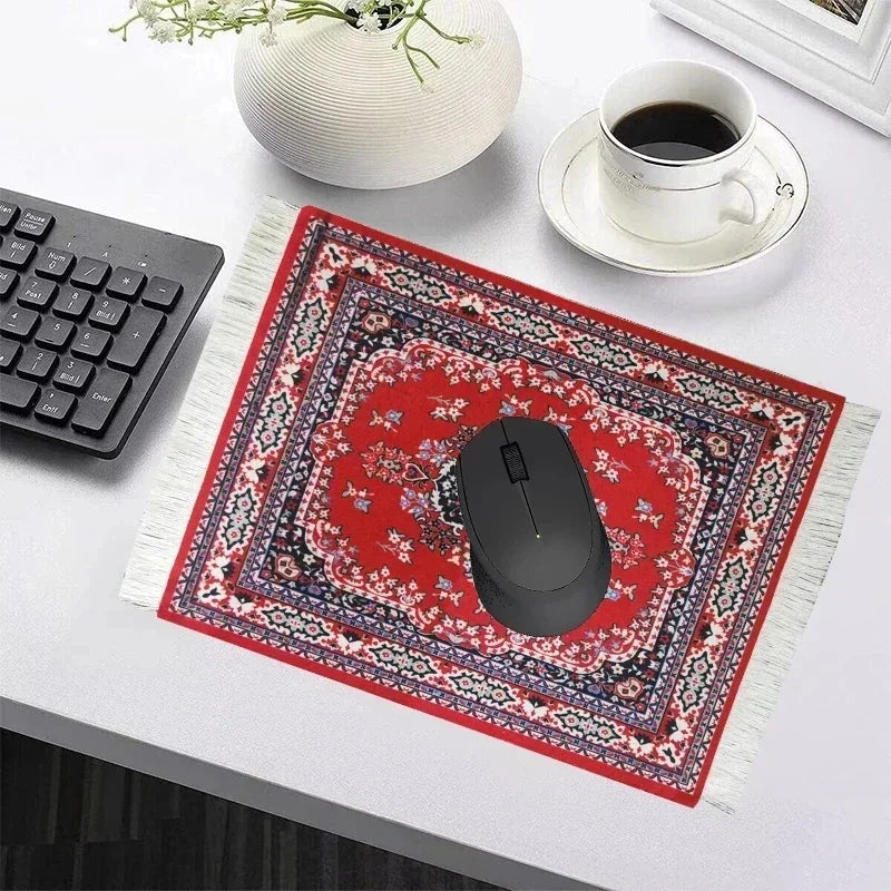 Woven flower Persian carpet small coaster wholesale merchants cheap mouse pad desk mat retro style rubber non-slip computer mats Quick Pick Grocers