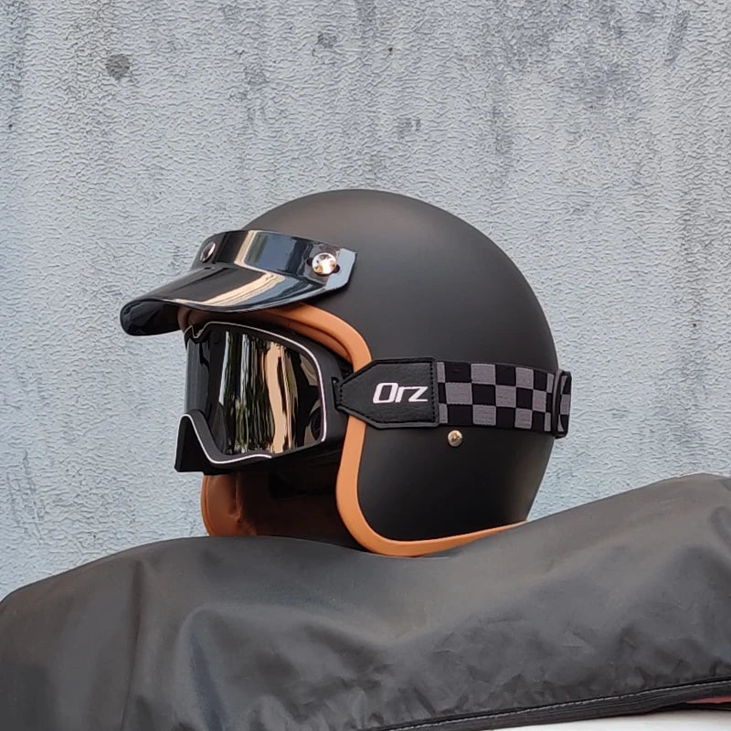 Retro semi-open motorcycle helmet cross-country motorcycle accessories motorcycle helmet 3/4 retro helmet in winter Quick Pick Grocers