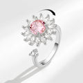 VENTFILLE 925 Sterling Silver Sunflower Diamond Zircon Rotatable Ring For Women Gift Relieve Stress Ring Jewelry Wholesale Quick Pick Grocers
