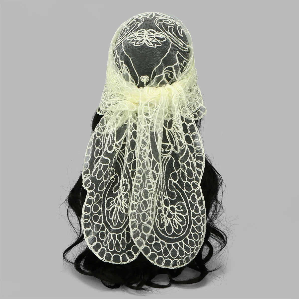 Elegant Lace Scarf Hollow Out Embroidery Foulard Bandana Solid Color Triangular Scarf Thin Vintage HandkerChiefs for Hair Woman Quick Pick Grocers