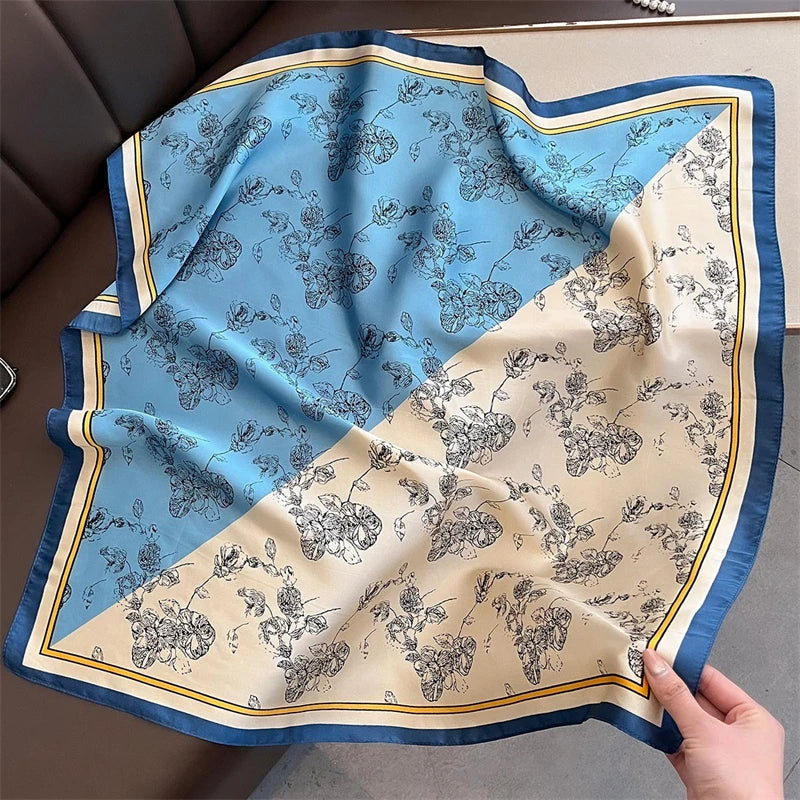 2025 Silk Shawl Print Headscarf Cat Hair Wrap Neckerchief Female Satin Square Scarf For Women Headband Foulard Hijab Bandana Quick Pick Grocers